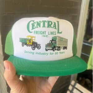 Vtg 80s Central Freight Lines green mesh back snapback trucker hat